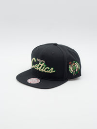 Boston Celtics Cream Script Snapback Black
