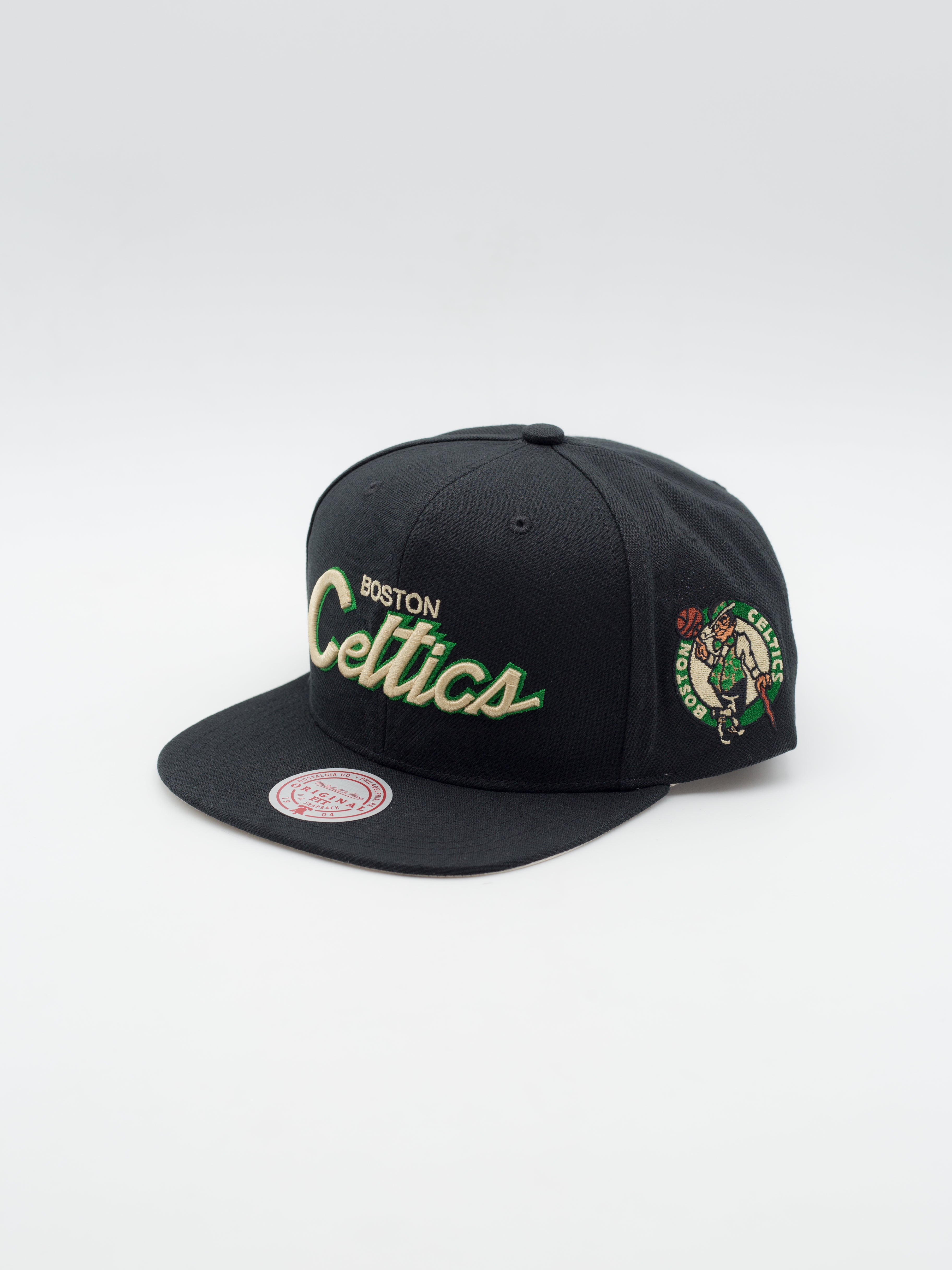 Boston Celtics Cream Script Snapback Black