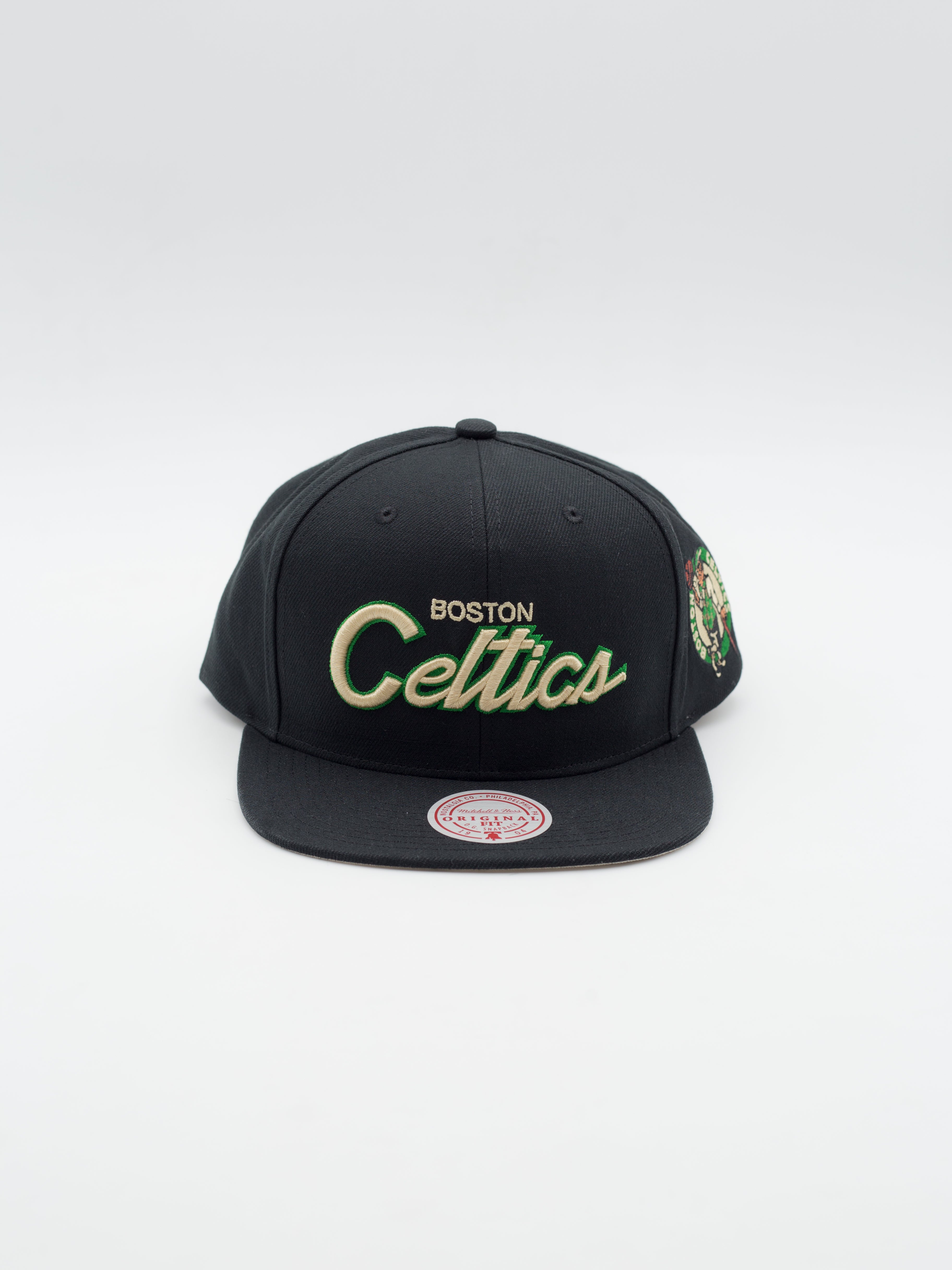 Boston Celtics Cream Script Snapback Black