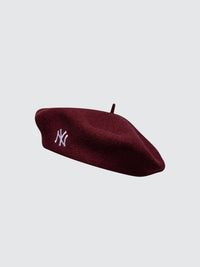Wool Beret New York Yankees Burgundy