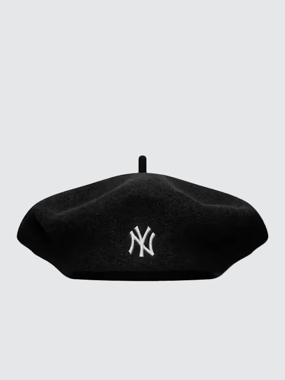 Wool Script Beret New York Yankees Black