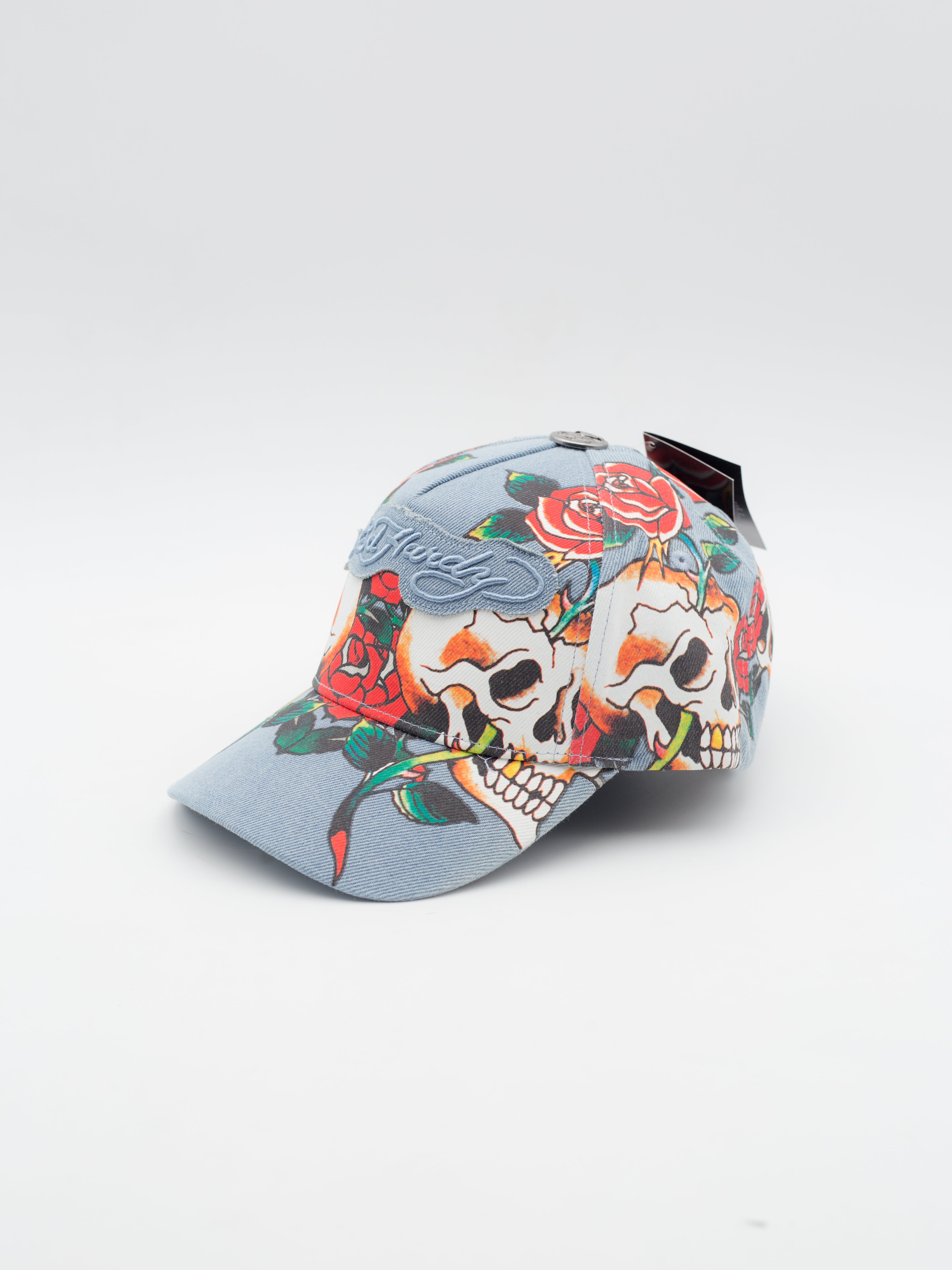 Skull Rose Denim Dad Hat