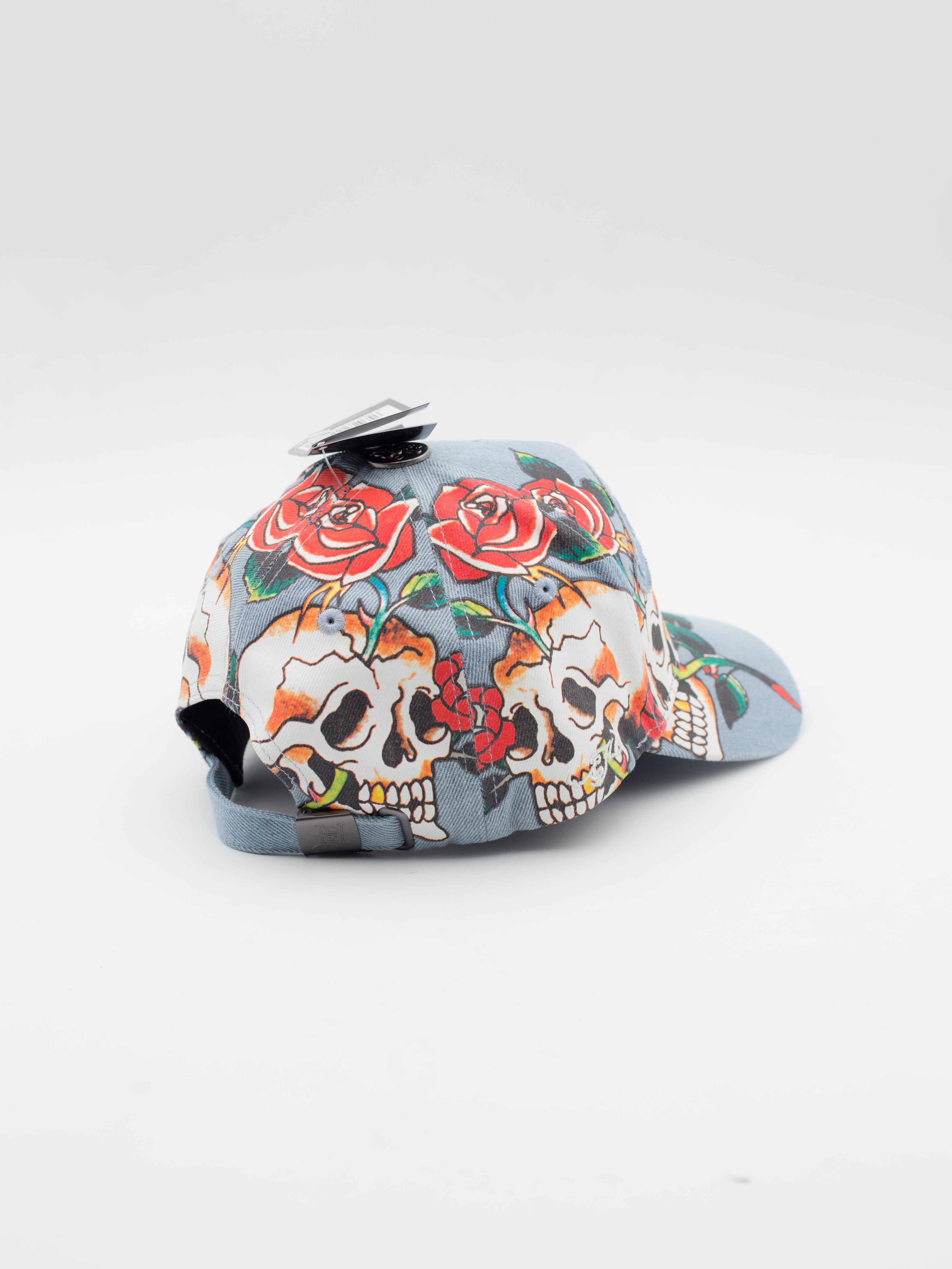 Skull Rose Denim Dad Hat