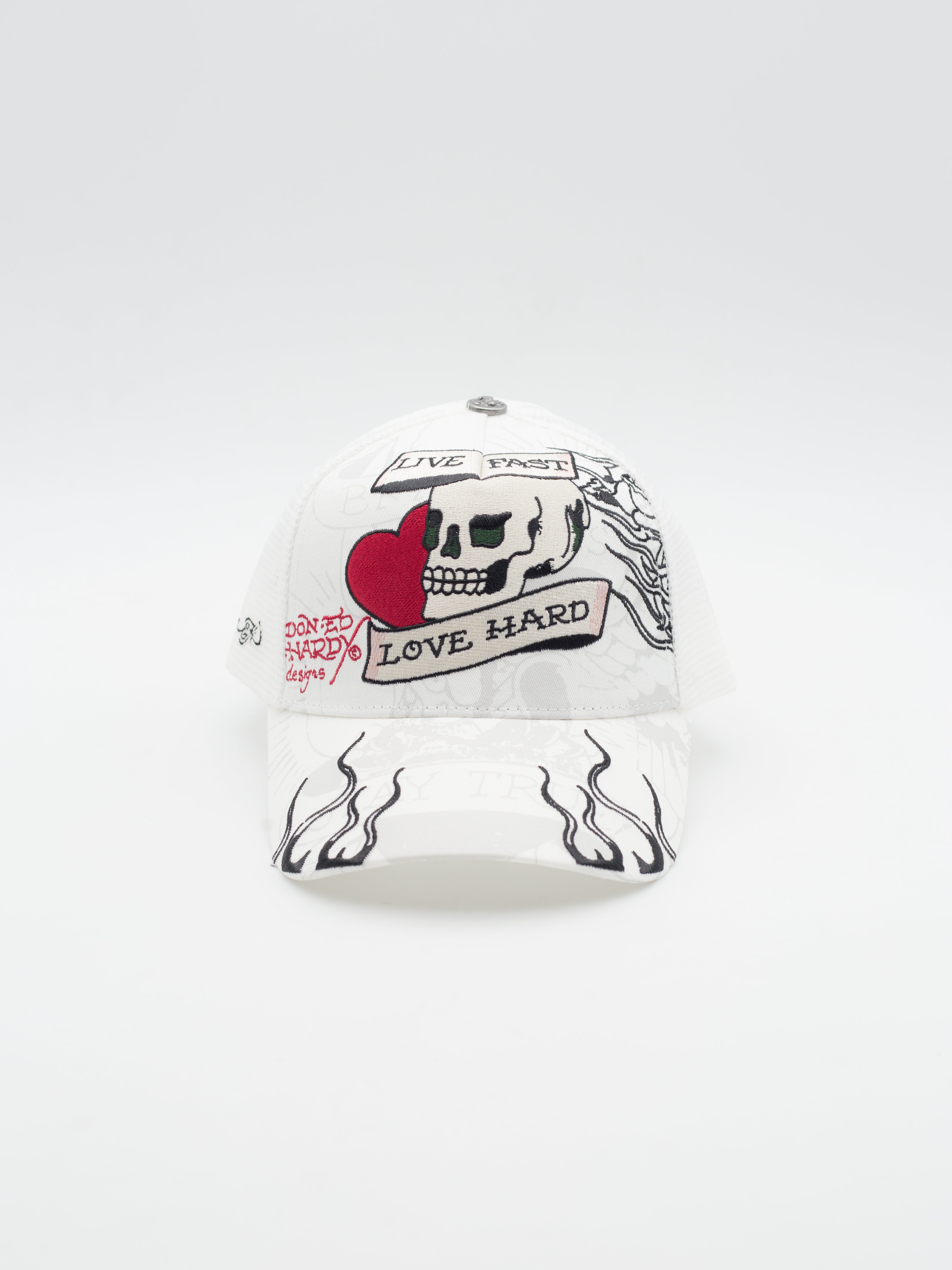 Live Fast Love Hard Trucker White