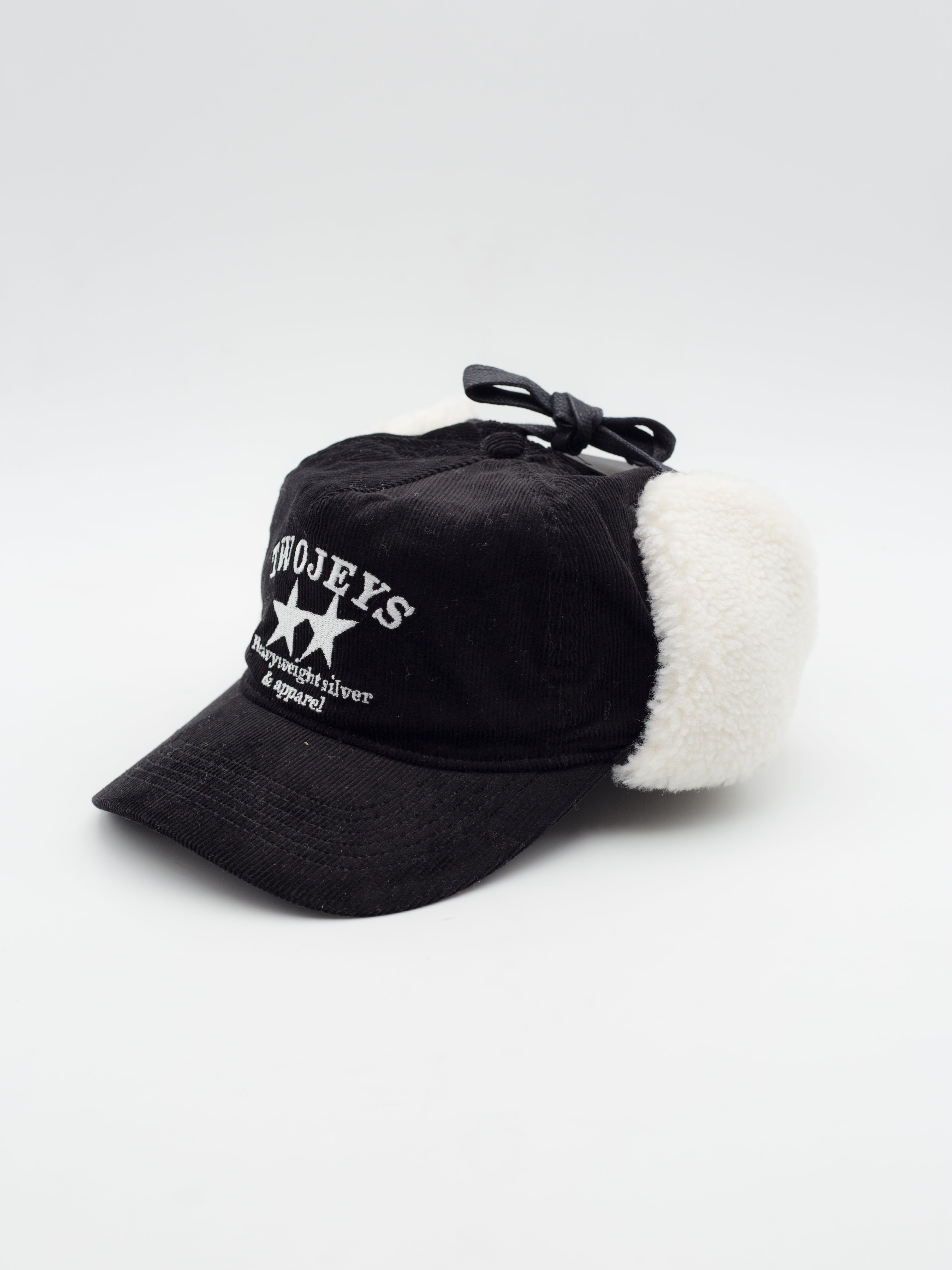 Heavy Silver Earflap Snapback Black