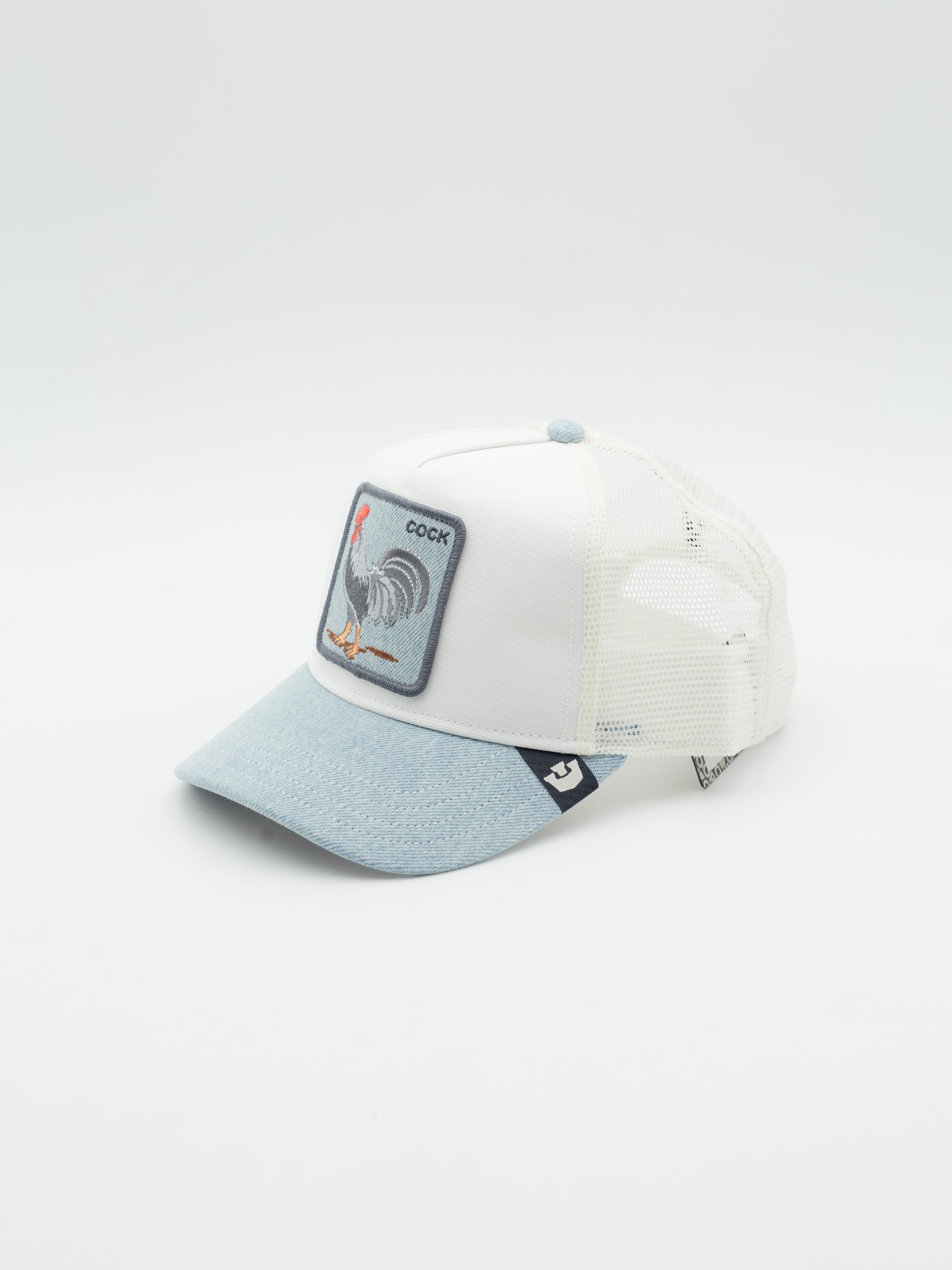 Denim Rooster Trucker White/Blue