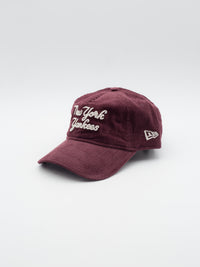 9TWENTY Cord Script New York Yankees Burgundy