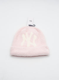 Beanie Fluffy Mohair New York Yankees Pink