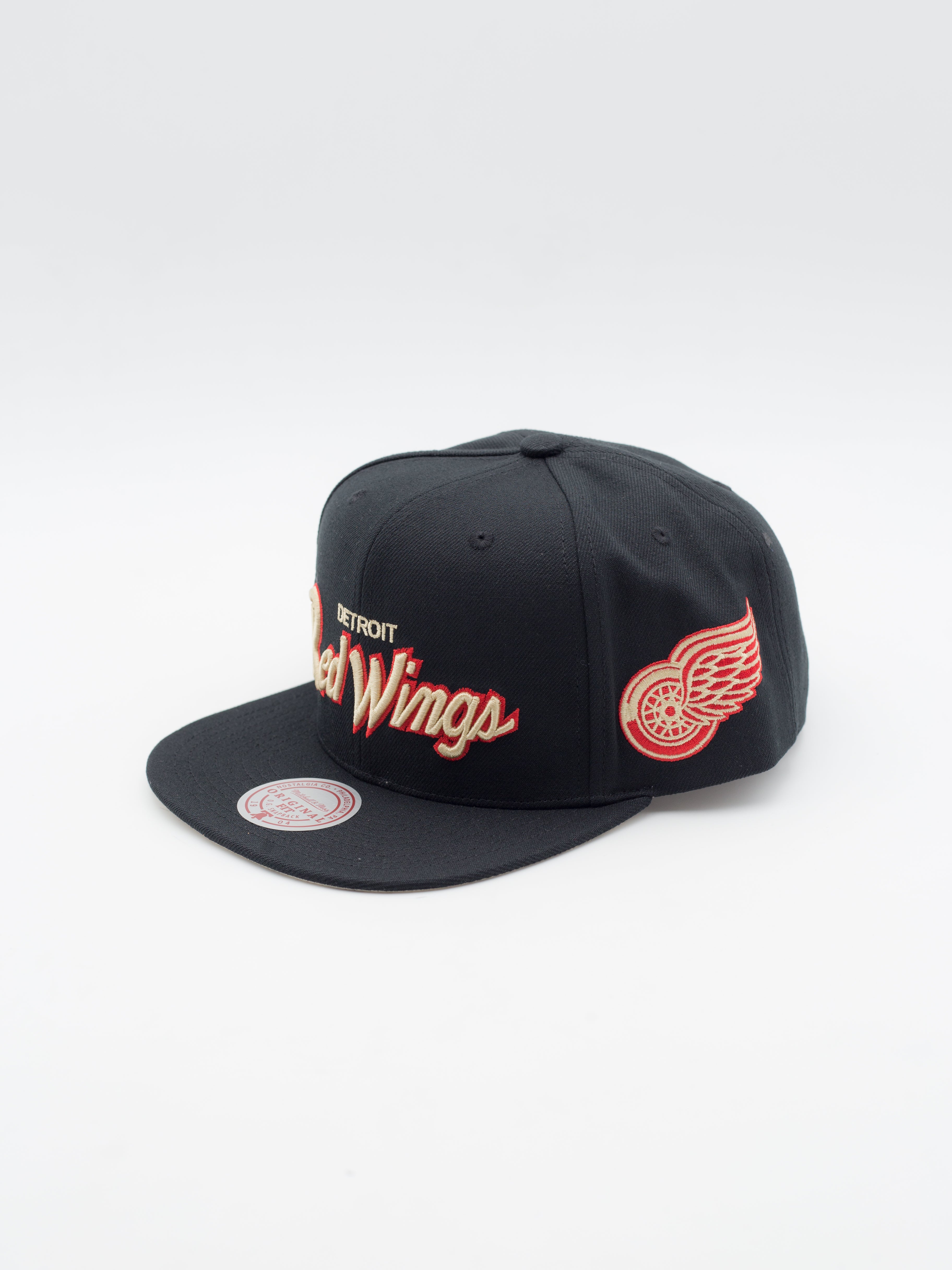 Detroit Red Wings Cream Script Snapback Black