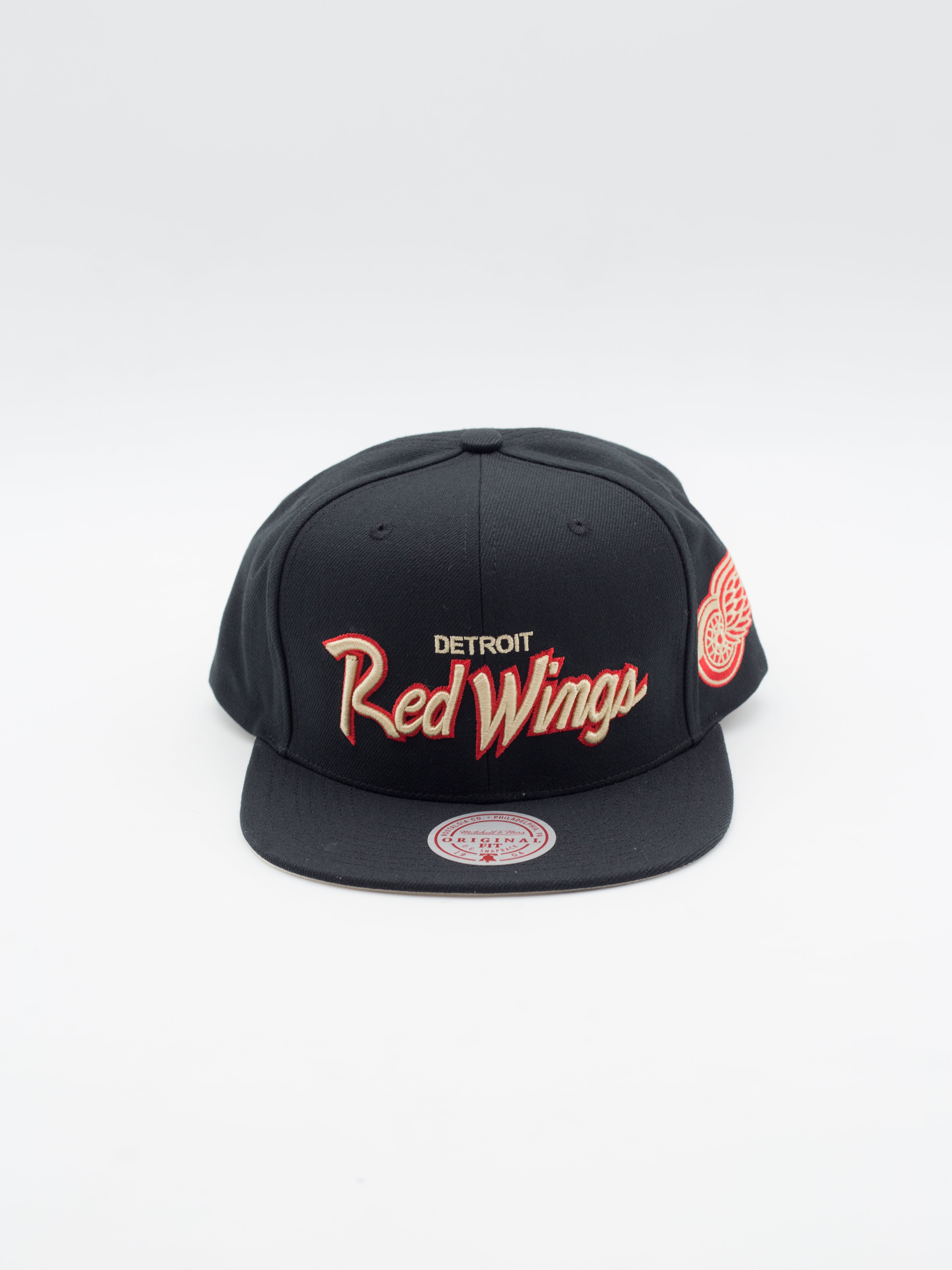 Detroit Red Wings Cream Script Snapback Black