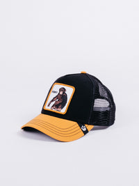 Goorin Bros Banana Shake Trucker Black/Yellow gorra visera curva rejilla camionero parche animal mono 