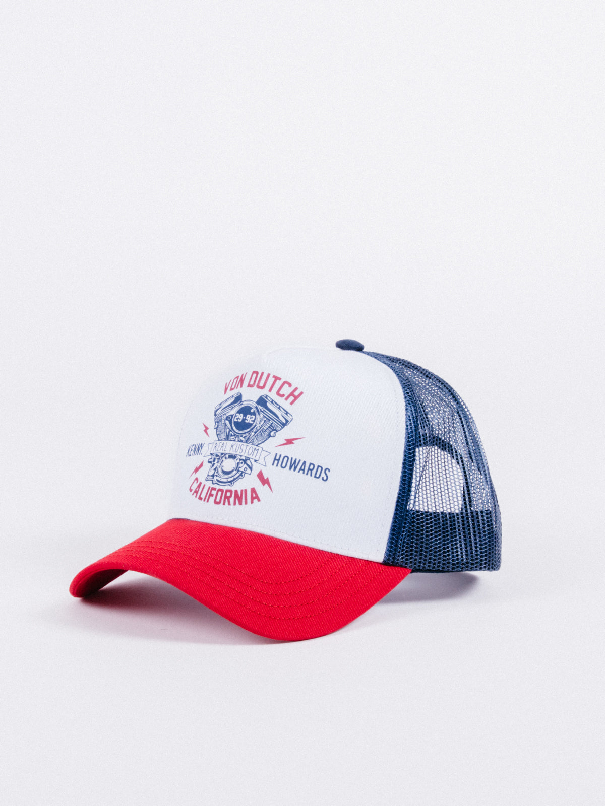 gorra Von Dutch Mot/BluTrucker Red/Blue visera curva rejilla ajustable moto